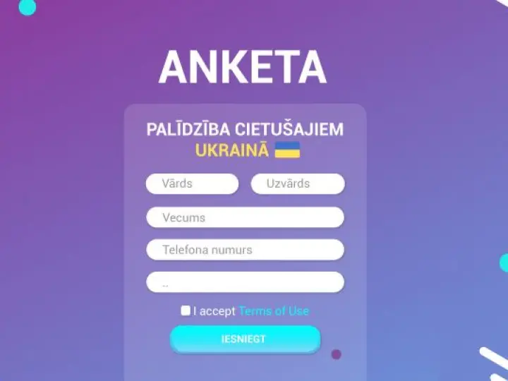 Izveidota ANKETA, lai sniegtu palīdzību cietušajiem Ukrainā