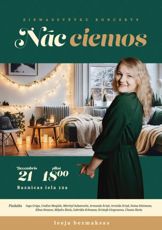 Jauka svētku mūzika koncertā "Nāc ciemos" 21. decembrī Rīgā 