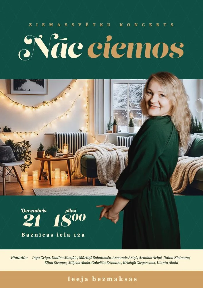 Jauka svētku mūzika koncertā "Nāc ciemos" 21. decembrī Rīgā 