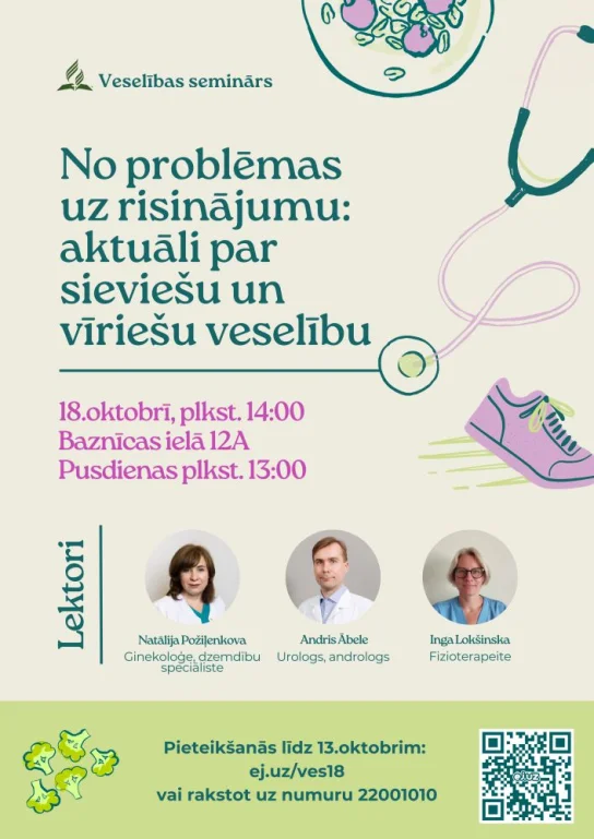 Veselības seminārs: "No problēmas uz risinājumu: aktuāli par sieviešu un vīriešu veselību"